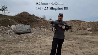 Crosman DPMS SBR R1  Slingshot 14quot 635mm BB VS Firebird Target [upl. by Crosby]