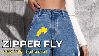 How To Sew A ZIPPER FLY for Beginners pants shorts or skirt sewquaint [upl. by Olecram]