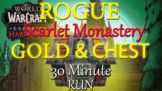 Easy GOLD amp CHEST Scarlet Monastery Run For ROGUE Lvl 42 WoW Classic Hardcore [upl. by Maible]