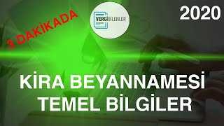 KİRA GELİRİ BEYANNAMESİ İÇİN TEMEL BİLGİLER 2020 [upl. by Ramma757]