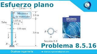 ESFUERZOS PRINCIPALES  ESFUERZO PLANO  MOHR  MECÁNICA DE MATERIALES  GERE  EJERCICIO 8516 [upl. by Eillas]