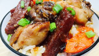 Claypot chicken mushroom rice done in the rice cooker…Tasty amp flavourful all inpot meal [upl. by Eshelman960]