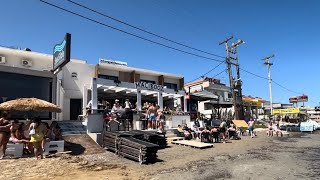 Beach walk kalamaki to laganas Zante Greece whats open and how busy is it  beach travel fun [upl. by Hakeber]