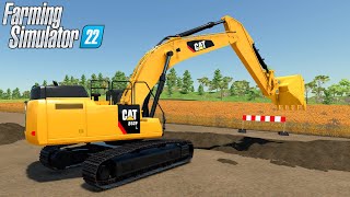 Farming Simulator 22  CAT 352F Excavator Digs [upl. by Kermit340]