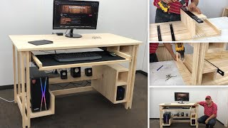 Escritorio de Madera para PC Muy Bonito y Fácil de hacer  Tutorial de Carpintería [upl. by Marijn]