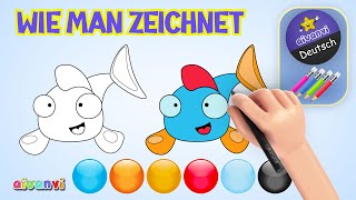 Wie man einen Fisch zeichnet ✏️ Step by step drawing for kids️ ✏️ Komm Farbe mit mir ✏️ 5 [upl. by Annhoj256]