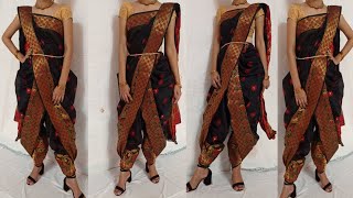 How to drape Cotton Saree in Dhoti Style  Dhoti style Saree Draping GroomingwithUtkarsha [upl. by Funda]