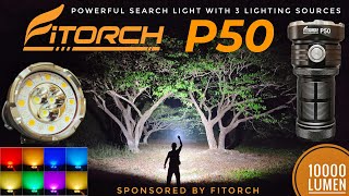 Fitorch P50  Powerful Search Light with 3 Lighting Sources 10000 lm 450 m [upl. by Suirad]