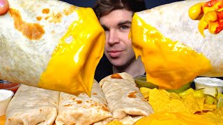 ASMR MUKBANG GIANT BURRITOS WITH CHEESE amp CHIPS GUACAMOLE amp SOUR CREAM  Magic Mikey [upl. by Garate]