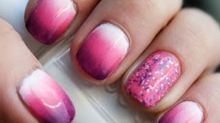 Dégradé de vernis rose et mauve  Tuto Nail Art [upl. by Landing]