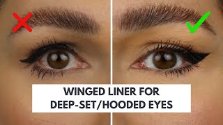 Winged eyeliner tutorial for deep set eyes [upl. by Malilliw571]