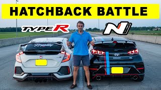 Hyundai Veloster N DCT vs Honda Civic Type R battle of hatchbacks Drag and roll race [upl. by Nylazor786]