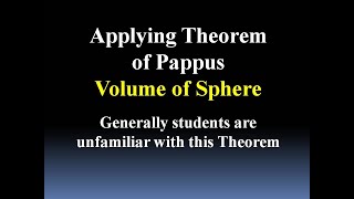 Applying the Theorem of Pappus Sphere [upl. by Burack931]