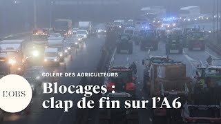 Les agriculteurs lèvent leur barrage sur lA6 près de ChillyMazarin [upl. by Enineg267]