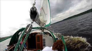 Sailing a Bayfield 32C on the St Croix River in heavy winds [upl. by Burlie853]