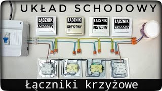 Jak podłączyć łączniki schodowe i krzyżowe w puszce  zrób to sam  DIY  układ schodowy 230V LED [upl. by Annmaria]