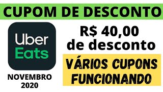 CUPOM DE DESCONTO UBER EATS NOVEMBRO 2020  VÁRIOS CUPONS FUNCIONANDO COMO FUNCIONA PARA USAR CÓDIGO [upl. by Amand452]