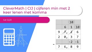 CleverMath  CIJ  cijferen min met 2 keer lenen met komma [upl. by Nostets]