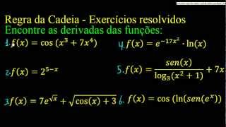 Regra da cadeia  Exercicios resolvidos  Método rápido parte 1 [upl. by Aldrich]