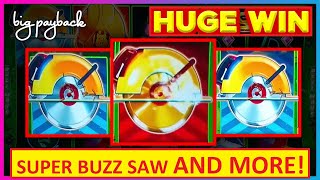 HUGE Huff N Even More Puff Slots  SUPER BUZZ SAW amp WHEEL RETRIGGER [upl. by Herculie]