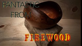 Wood Turning An AMAZING Bowl From FIREWOOD [upl. by Vinia83]