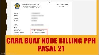 cara buat kode billing pph pasal 21 djponline [upl. by Nwahsid]