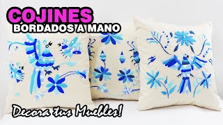 💕 COJINES DECORATIVOS Bordados a Mano 🔴 BORDADO TRADICIONAL MEXICANO OTOMI TENANGO ❤ BORDADO EN AZUL [upl. by Jarrett]