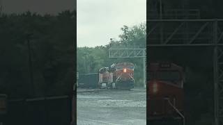 BNSF Power working at CSX Brunswick yard bnsf csx railfanning railroad railway shorts [upl. by Nanfa]