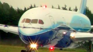 Boeing 787 Dreamliner Prototype  Wet amp Windy Takeoff [upl. by Enidaj]