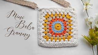 🧵VIRALMini Bolso Granny tejido a crochet 😍Cartera súper cómoda hecha a mano con muy poco hilo [upl. by Adnerad]