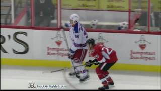 Derek Boogaard Spears Chris Neil Oct 2 2010 [upl. by Ahsinnod]