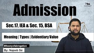 Sec 17 Admission under Evidence Act amp sec 15 BSA  Meaning  Types  Evidentiary value [upl. by Tyler]