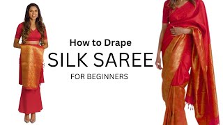 How to Drape Silk Saree for Beginners  How to Wear Saree for Beginners  Tia Bhuva [upl. by Eirene]