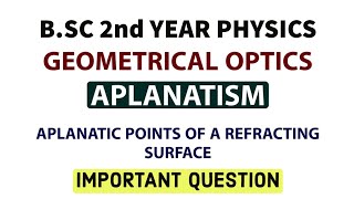 Aplanatism  Aplanatic Points of Refracting Surface  Geometrical Optics  BSC 2nd Year Physics [upl. by Genvieve]