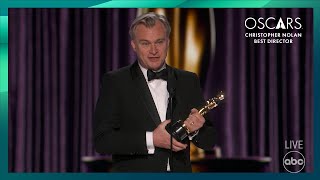 Christopher Nolan Wins Best Director for Oppenheimer  96th Oscars 2024 [upl. by Ciredor976]