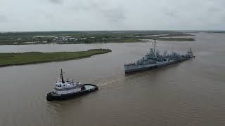 USS KIDD DD661 SAILS TO HOUMA FOR REPAIRS [upl. by Kosiur]