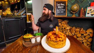 YOU GET FREE BEERS FOR THE NIGHT IF YOU CAN CONQUER THIS GIANT £85 PIE CHALLENGE  BeardMeatsFood [upl. by Lesde]