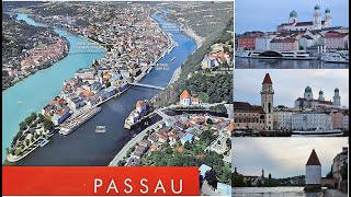 Passau  scenic Three River City in Bavaria near GermanyAustria border with prominent Cathedral [upl. by Barbuto]