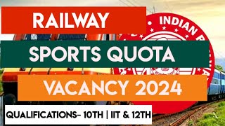 Sports Quota Vacancy in Indian Railway 2024  Railway Sports Quota Vacancy 2024 [upl. by Burl]