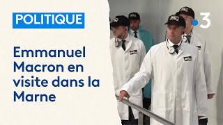 Emmanuel Macron en visite dans lusine McCain de Matougues dans la Marne [upl. by Acnayb]