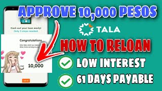 ₱10000 APPROVE IN TALA  HOW TO RELOAN ON TALA  Lovelyn Enrique [upl. by Lasko]