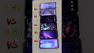 2 gb ram vs 4 gb ram vs 6 GB ram vs 8gb ram vs 12gb ram vs iPhone testingfreefire pocox6proshorts [upl. by Aliuqat]