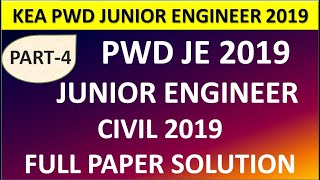 KARNATAKA PWD JUNIOR ENGINEER CIVIL 2019 FULL QUESTION PAPER SOLUTIONPART 4 [upl. by Ifok]