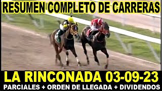 EL RESUMEN MAS COMPLETO DE CARRERAS HÍPICAS 030923 LA RINCONADA [upl. by Adiene]