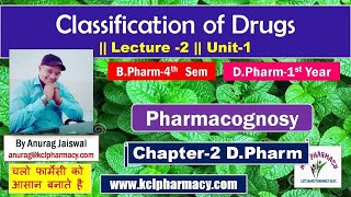 Classification of drugs  Pharmacognosy  L2 Unit1BPharm 4th sem  Chapter2 DPharm 1st Year [upl. by Raoul]