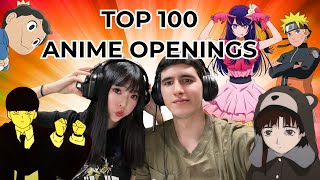 REACTING TO THE TOP 100 ANIME OPENINGS OF ALL TIME  NON ANIME FAN REACTS [upl. by Cynthy]