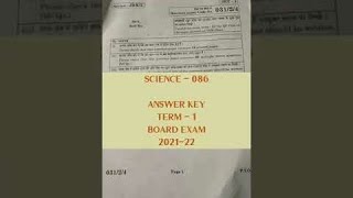 Science  086 Answer Key  Term 1 Board Exam 202122  Study Diaries [upl. by Gill]