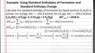 CHEM 101  Using Standard Enthalpies of Formation and Standard Enthalpy Change [upl. by Akehsal]