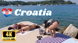 Beach Walk CROATIA ROVINJ Town in Istria with an Italian Flair 4K Walking with Bikini Beach Walk [upl. by Aluor]