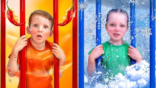 Hot vs Cold Prison Escape Adventure with Kids [upl. by Neelya]